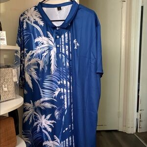 Men's Blue Palm Print Casual Shirt